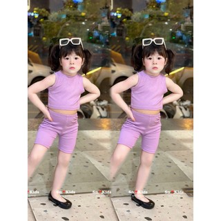 Đồ bộ cho bé - set áo croptop mix quần legging lửng nhiều màu cho bé gái mặc hè 8-18kg
