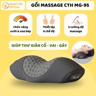 Gối massage cổ gáy công thái học thư giản giảm dau mỏi với 6 chế độ xoa bóp và sưởi Thương hiệu: VEGOR LIFE- GM95
