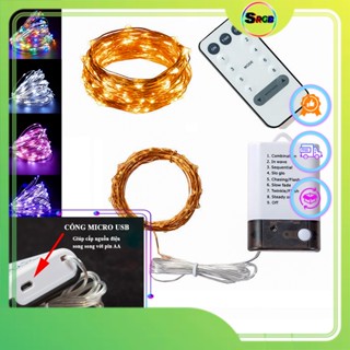 Dây đèn led trang trí – Led đom đóm dùng pin AA hoặc cổng USB – có REMOTE điều khiển từ xa 8 chế độ