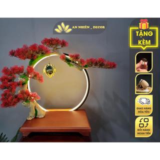 Tiểu cảnh bonsai đèn led vòng 35cm trang trí - tặng kèm phụ kiện