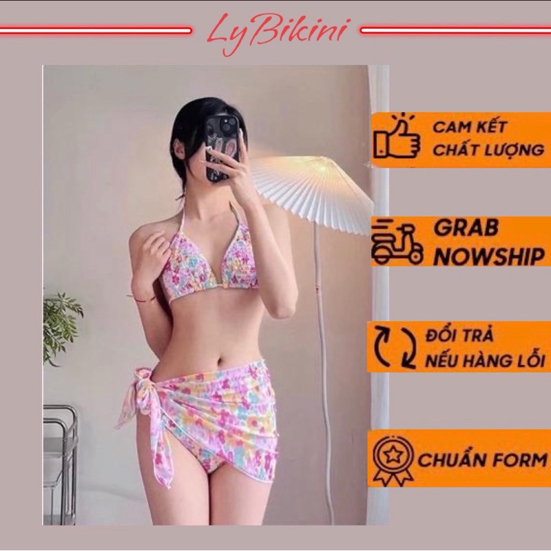 Bikini đồ bơi set 3 mảnh hoa nhí qccc ( hàng sẵn )