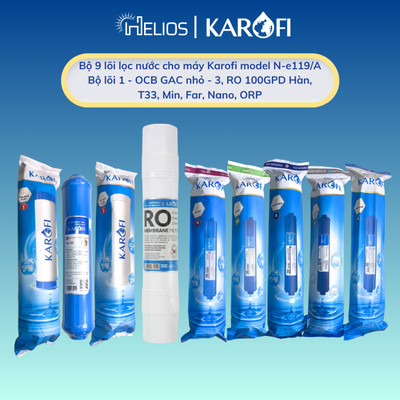 Bộ 9 lõi lọc nước Karofi chính hãng dùng cho máy lọc nước Karofi NE119A (12OCB3 RO100HR 56789)