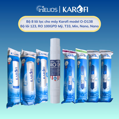 Bộ 8 lõi lọc nước Karofi chính hãng dùng cho máy lọc nước Karofi model O-D138 (123 RO100US 5688)