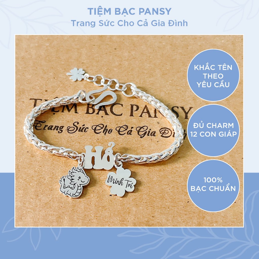 Lắc bạc thẻ tên cho bé sơ sinh