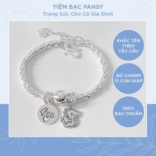 Lắc bạc cho bé PANSY hoạ tiết bi mix charm bạc ta - Vòng bạc trẻ em khắc tên miễn phí
