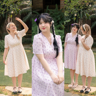 VÁY ĐẦM HOA NHÍ BIGSIZE CỔ TIM TAY SUÔNG - SUMMER DRESS 24V11 - IZYBYNHI