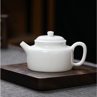 Ấm pha trà bằng sứ trắng bạch định, dáng đức chung 150 ml