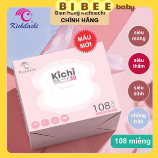 Miếng lót thấm sữa Kichilachi, hộp 108 miếng 3D siêu mỏng, siêu thấm hút, không mùi, tiện lợi cho mẹ - Bibeebaby