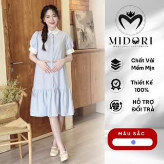  Đầm Bầu Váy Bầu Mùa Hè Thiết Kế Cổ Sơ Mi Kẻ Sọc Xanh Cao Cấp Đi Dự Tiệc Mẫu Mới Hot Trend 2025 