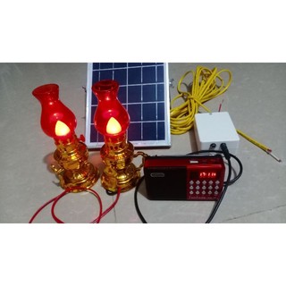 Đèn thờ điện năng lượng mặt trời kèm máy phát nhạc và nhang điện.