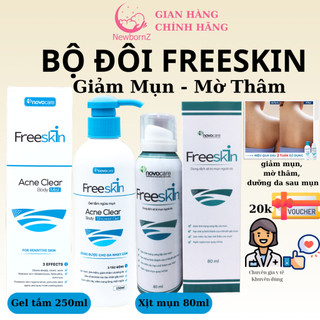 Combo xịt mụn lưng & gel tắm ngừa mụn Novocare - Freeskin giúp sạch mụn, thông thoáng lỗ chân lông
