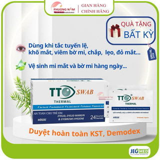 Hộp 24 gói gạc lau mi mắt TTO Swab Thermal chính hãng, nhập khẩu châu Âu