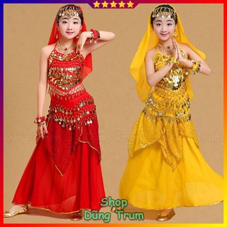 Trang phục váy múa Ấn độ nổi bật cho bé (Váy - Áo yếm)