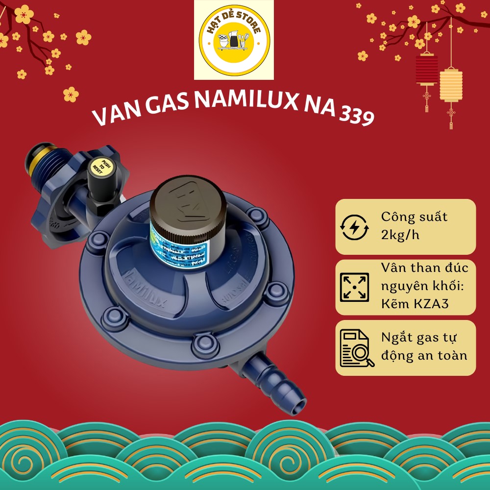 Van gas Namilux, van ngắt gas tự động đúc nguyên khối kẽm, van bình ngắt gas an toàn cho người dùng NA 339