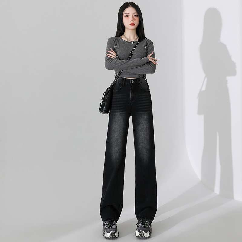 Quần jeans lưng cao ống rộng MIAA màu RETRO ôm eo , Quần bò jean ống rộng suông nữ CẠP CAO phong cách Ulzzang 2024
