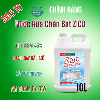 Nước rửa chén bát ZICO can 10,0L Thảo mộc, hương tự nhiên an toàn da tay tuyệt đối