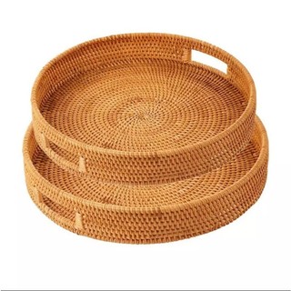  Khay mây thủ công Tre Làng đan thủ công đủ kích thước, đa năng tiện dụng decor vintage
