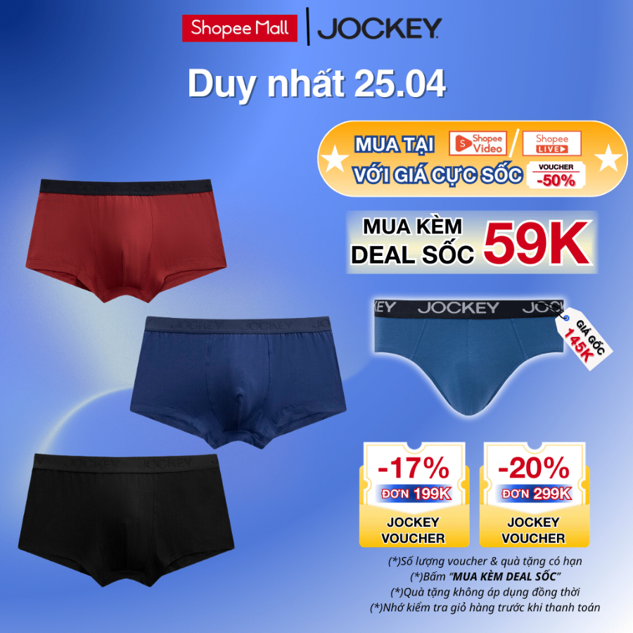 Combo 3 Quần Lót Nam Thun Cotton Jockey Dáng Trunk Co Giãn, Thoải Mái - J1247