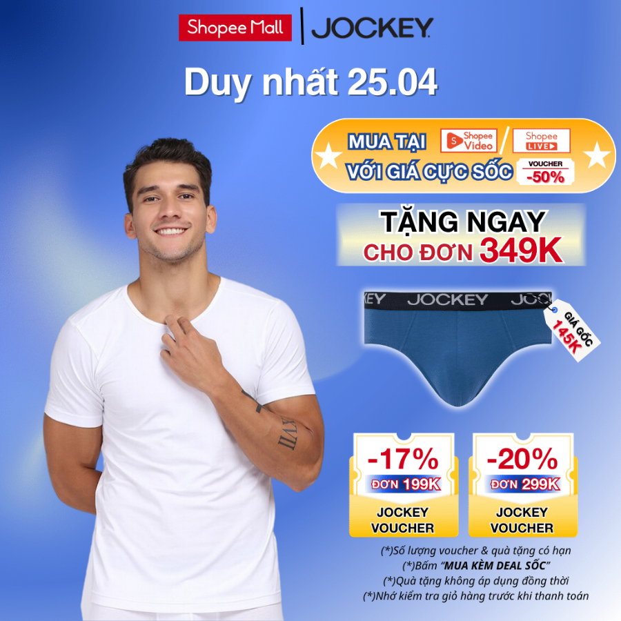 Áo Thun Nam Trơn Jockey Cotton Màu Trắng Xám Xanh Đen - J7114