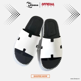 Dép da nam chữ H DINOSA_1030,đế cao su khâu chỉ chắc chắn,quai da cao cấp Bảo Hành 6 Tháng.