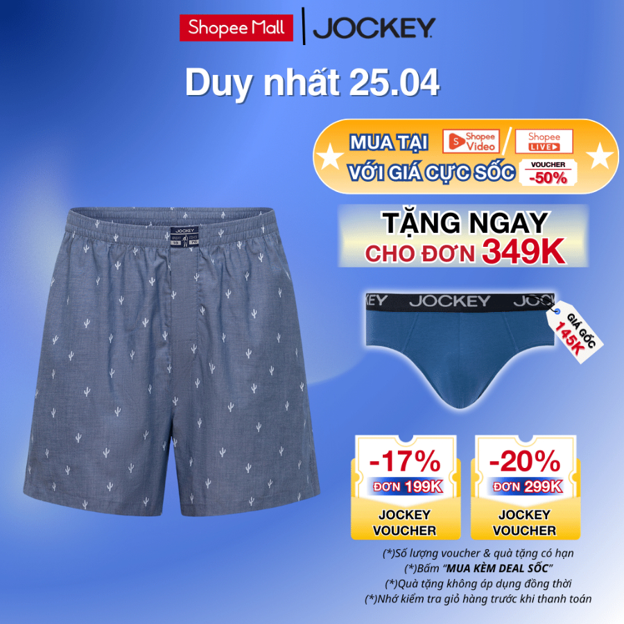 Quần short Boxer Kate nam Jockey in họa tiết form cải tiến - J1308