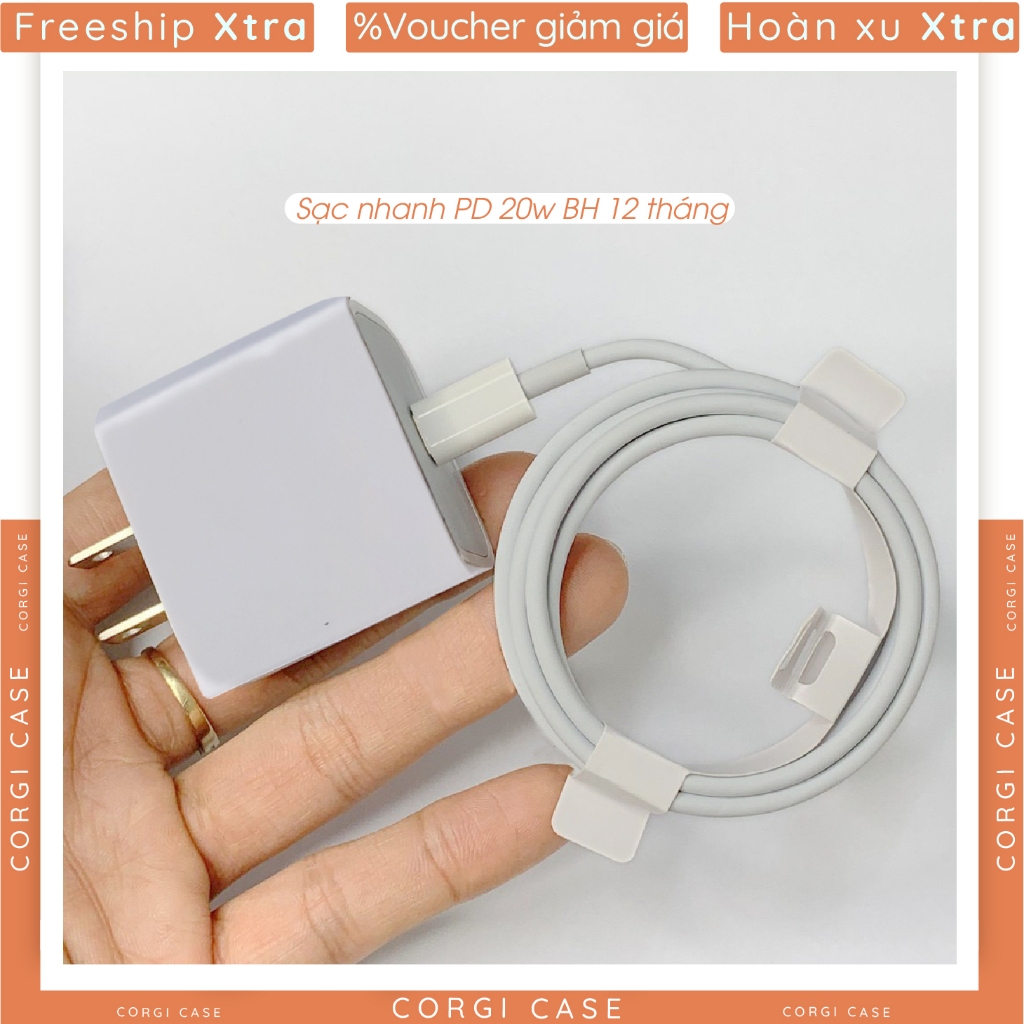Sạc nhanh (Củ PD 20W+Cáp Type-C ) cho điện thoại