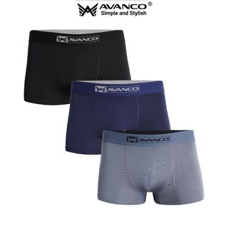 Combo 3 Quần sịp đùi nam AVANCO boxer thun lạnh cao cấp, co giãn và thấm hút mặc cực thoáng mát, mẫu mới 2024