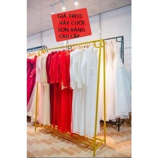  giá treo váy cưới sào treo áo dài cao 1m8 dài 1m5 sơn tĩnh điện màu vàng đen chắc chắn bền đẹp 