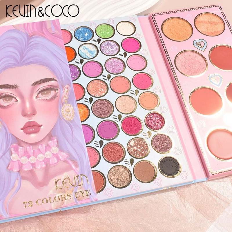 Bảng mắt 72 ô Kevin&coco nhiều màu sắc đa chức năng tạo khối phấn má highlights bảng phấn mắt nhiều 