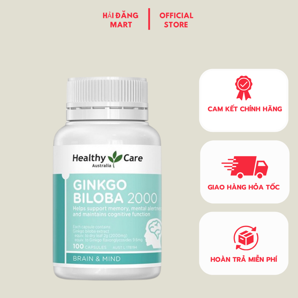 Viên Uống Bổ Não Giúp Lưu Thông Máu,Sức Khỏe,Nâng Cao Nhận Thức,Cải Thiện Trí Nhớ Healthy Care Ginkg