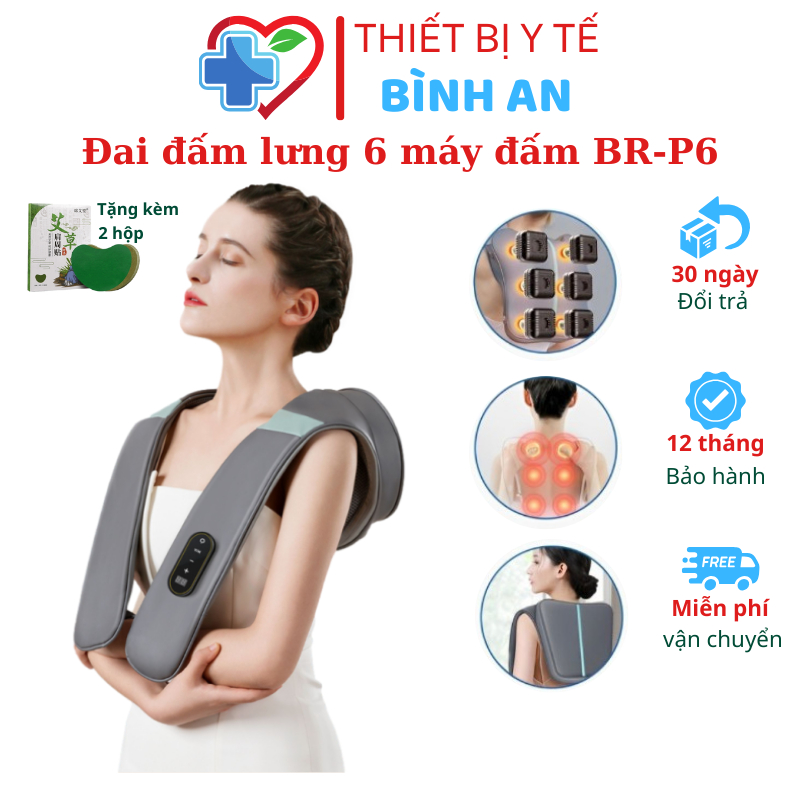 Máy Đấm Lưng Massage Cổ Vai Gáy 6 Máy Đấm Beame BR-P6, Mô Phỏng Bàn Tay Người Kèm Nhiệt, Giúp Thư Giãn