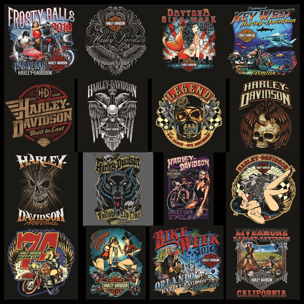 Hình in áo ủi nhiệt logo Harley Davidson - Đủ size nhiều mẫu Harley1 [Sticker ủi nhiệt quần áo]