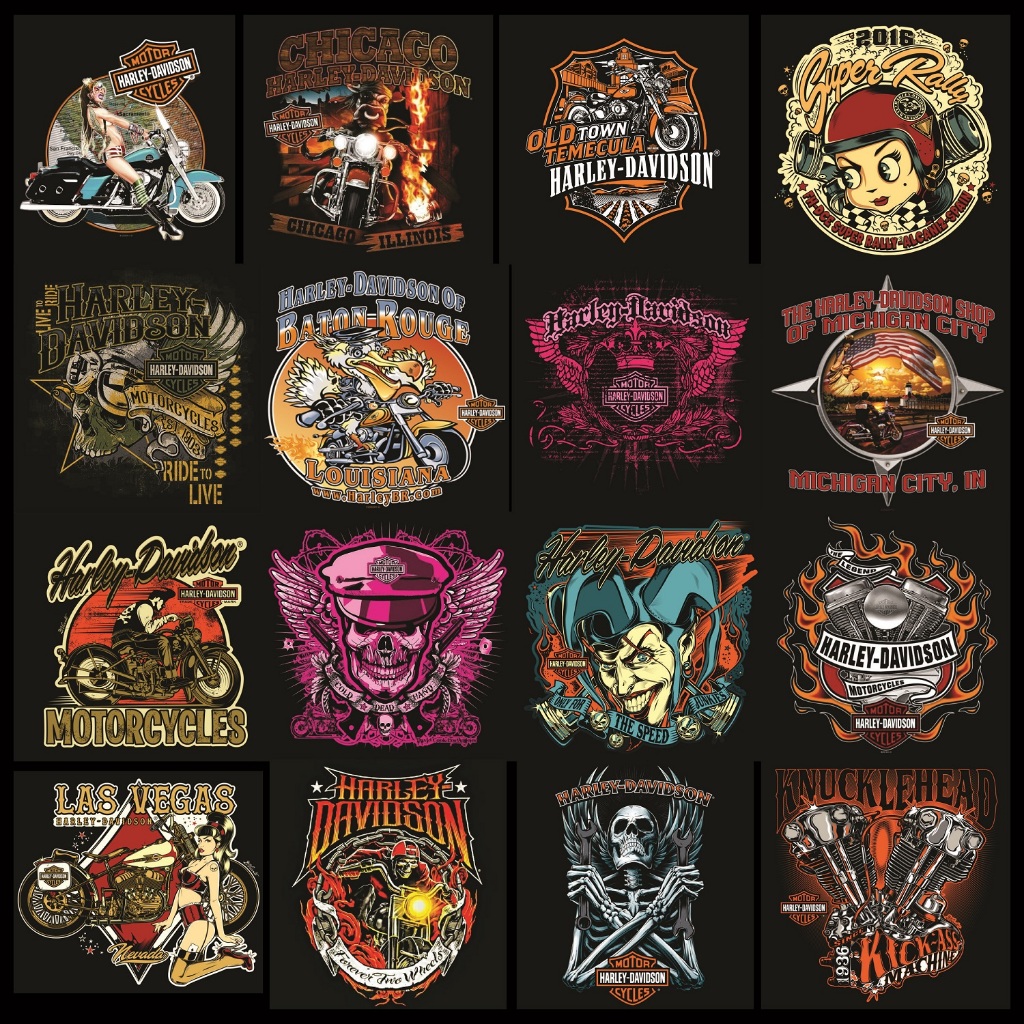 Hình in áo ủi nhiệt logo Harley Davidson - Đủ size nhiều mẫu Harley3 [Sticker ủi nhiệt quần áo]