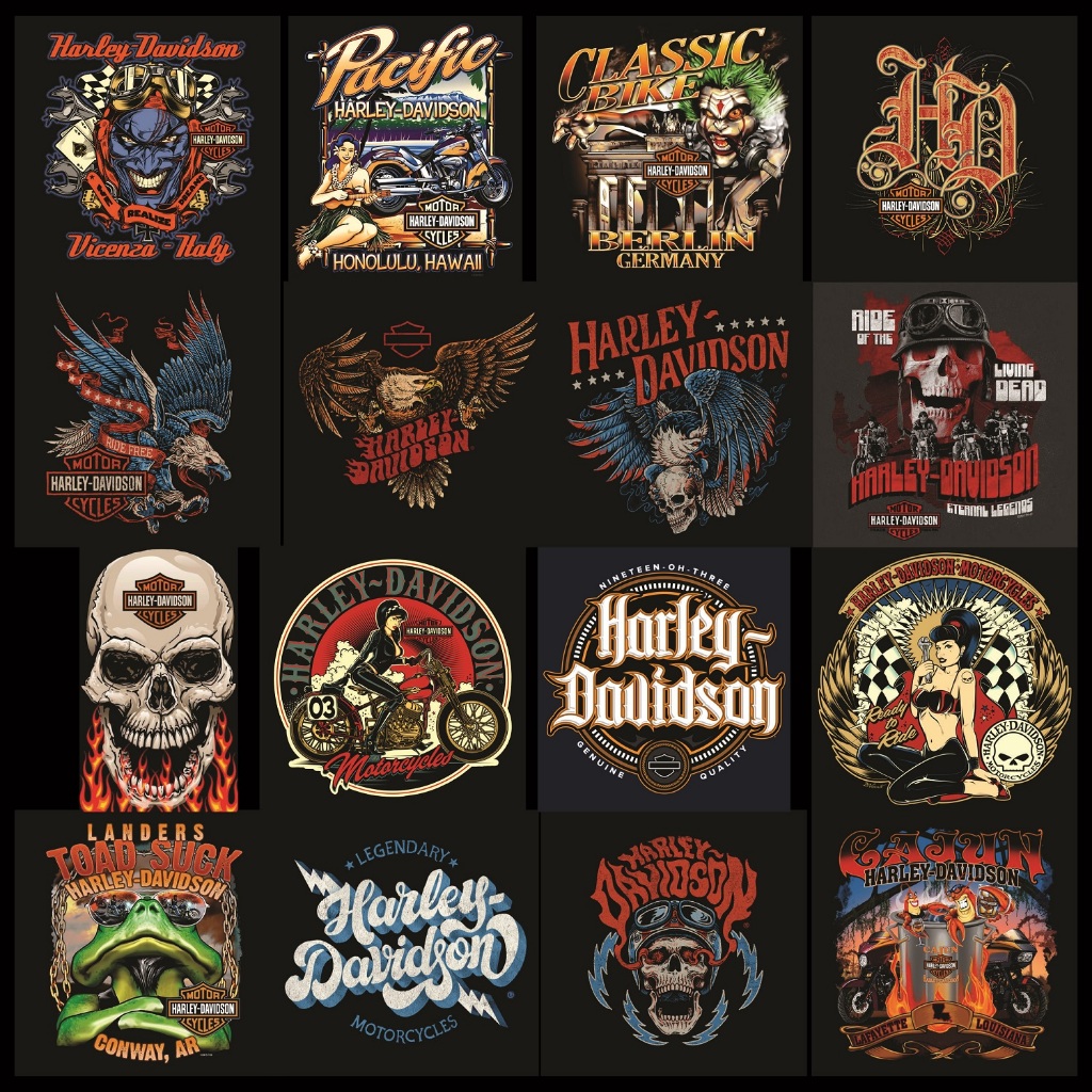 Hình in áo ủi nhiệt logo Harley Davidson - Đủ size nhiều mẫu Harley4 [Sticker ủi nhiệt quần áo]