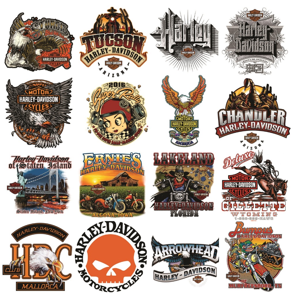 Hình in áo ủi nhiệt logo Harley Davidson - Đủ size nhiều mẫu Harley7 [Sticker ủi nhiệt quần áo]