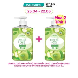 Gel Rửa Tay Watsons Love My Skin Green Tea Apple Scented Gel Hand Wash 500ml