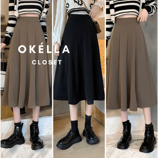 Chân váy nữ dáng dài xòe Ulzzang, chân váy midi xòe công sở dài qua gối Okélla