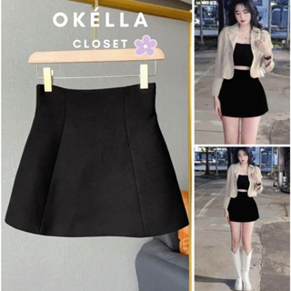 Chân váy nữ chất kaki mềm co giãn, chân váy lưng cao chữ A xòe phồng Okélla