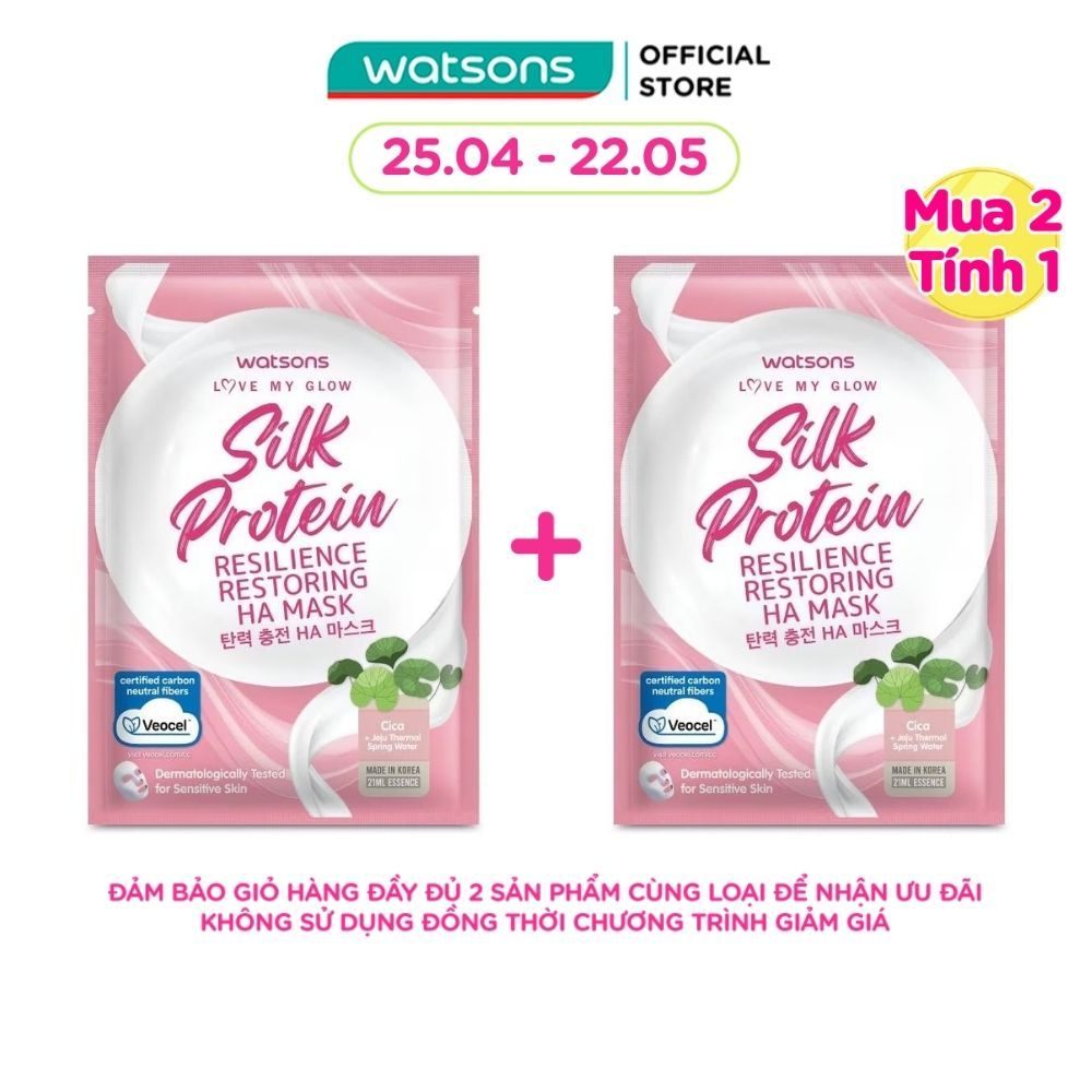 Mặt Nạ Watsons Love My Glow Silk Protein Resilience Restoring Ha Mask 21ml