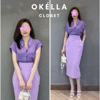  Chân váy nữ dáng công sở xẻ tà sau chân váy bút chì xẻ dúm sườn 2 túi cạp to Okélla 