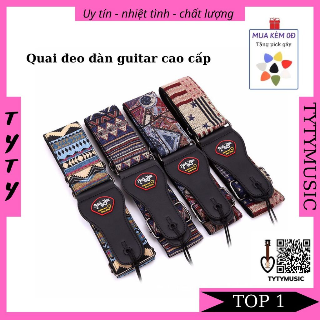 Dây Đeo Đàn Guitar, Quai Đeo Đàn Guitar Acoustic Classic Guitar Bass Guitar Điện Cao Cấp Chắc Chắn