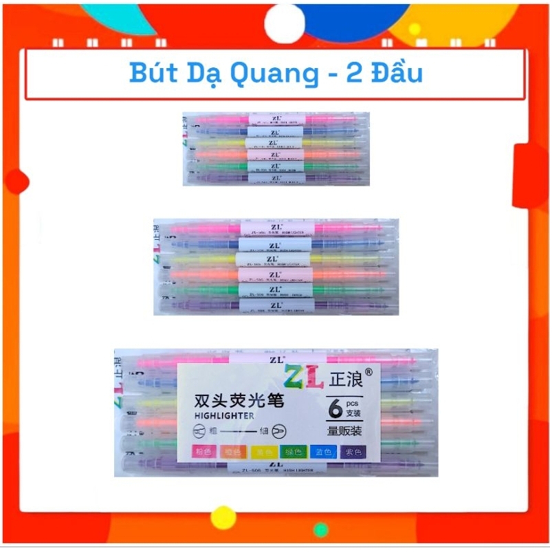 Bút Dạ Quang - 2 Đầu 6 màu