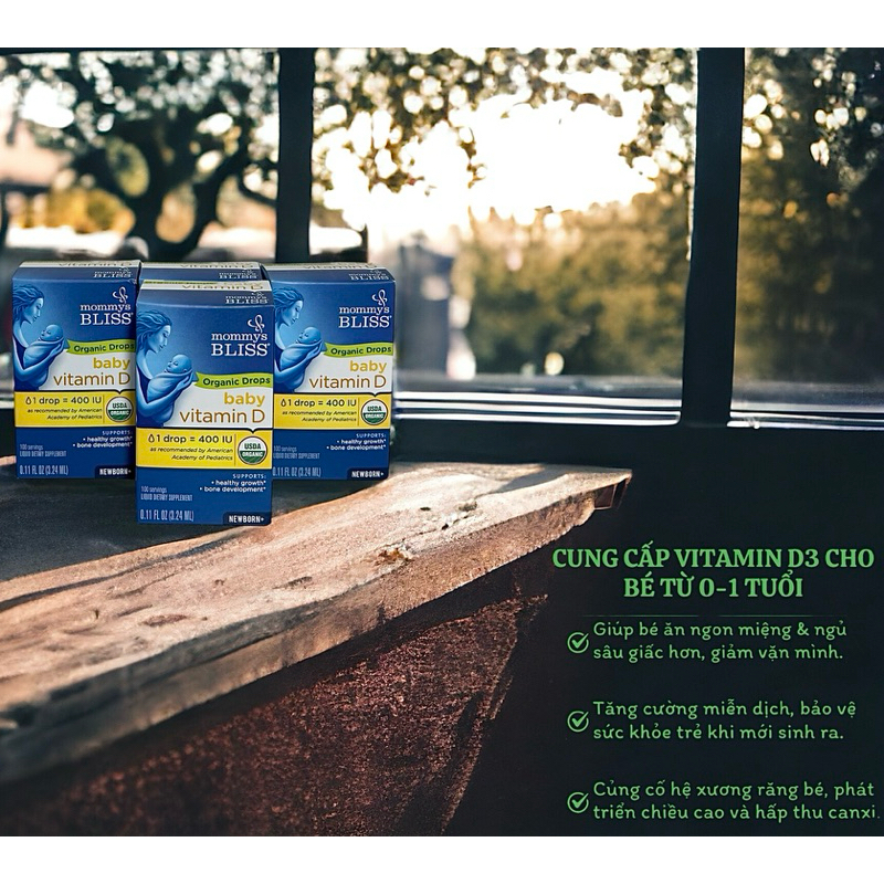 [NHẬP MỸ-HÀNG AIR] Vitamin D3 hữu cơ Mommy Bliss của Mỹ new date moi nhat