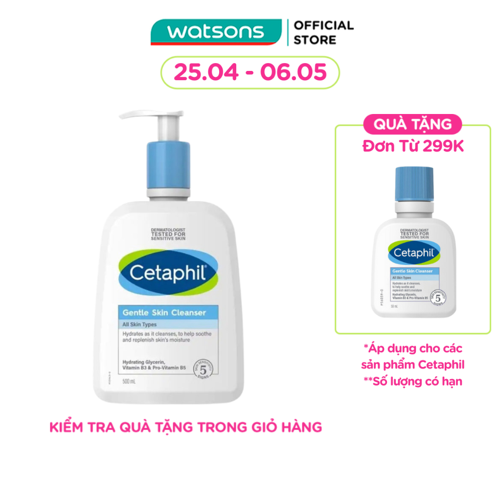 [Mã Fmcgmall -8% Đơn 250K] Sữa Rửa Mặt Cetaphil Gentle Skin Cleanser 500Ml