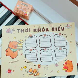 Set 3 tấm thời khoá biểu a5 capybara/loopy/gấu dâu lotso cute
