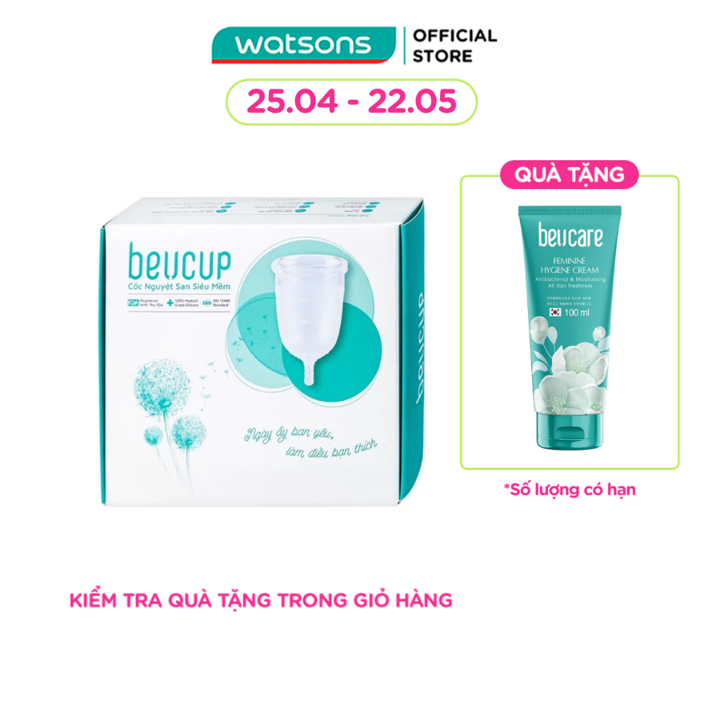 Cốc Nguyệt San Beucup Super Soft Siêu Mềm Kèm Gel Vệ Sinh Phụ Nữ BeU Mate Dịu Nhẹ 50ml