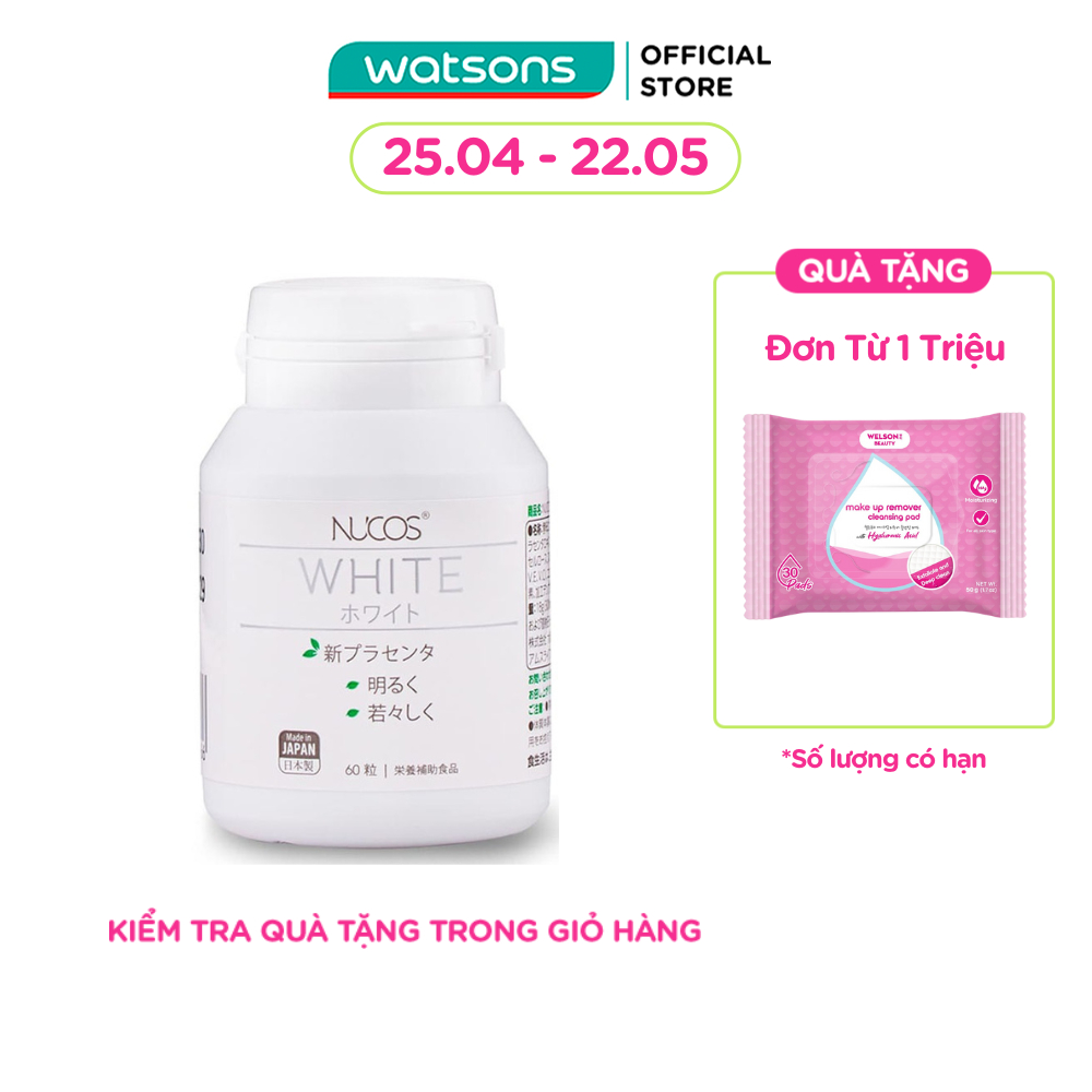 Thực Phẩm Bảo Vệ Sức Khỏe Nucos White New Placenta Sáng Da & Giảm Thâm Nám 60 Viên