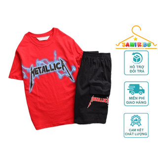 Bộ cộc bé trai túi hộp JAMIKIDS size đại, set áo cotton quần túi hộp bé trai 23-57kg