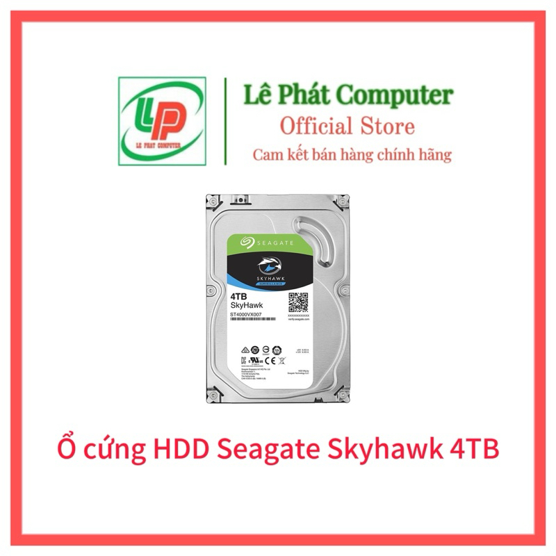 Ổ cứng HDD Seagate Skyhawk 4TB, 6TB, 8TB Sata 3 3.5inch (ST4000VX016) - Hàng chính hãng