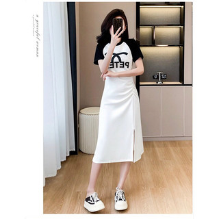 Đầm thun phối màu họa tiết chữ X xinh xắn. Nhập Quảng Châu